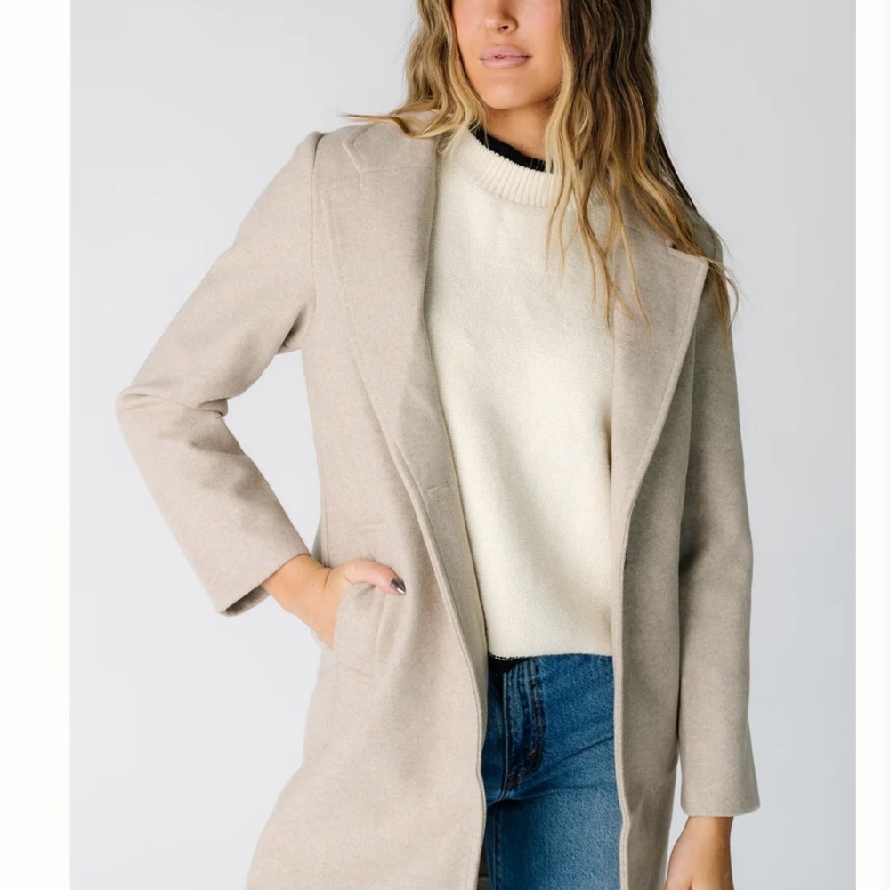 Nordstrom Love Tree Giselle Elegant Beige/ Tan Long Coat Jacket. Size S. NWT!